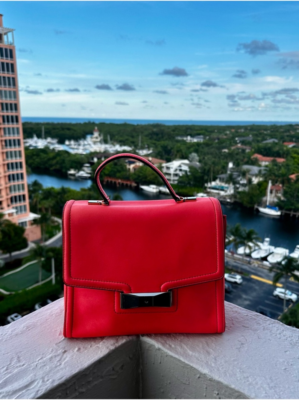 Kate Spade Bright Pink Coral Top Handle Satchel Crossbody Bag